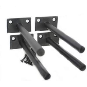 4 Pcs 5" Black Solid Steel Floating Shelf Bracket Blind Shelf Supports - Hidden Brackets for Floating Wood Shelves - Concealed Blind Shelf Support  Screws and Wall Plugs Included