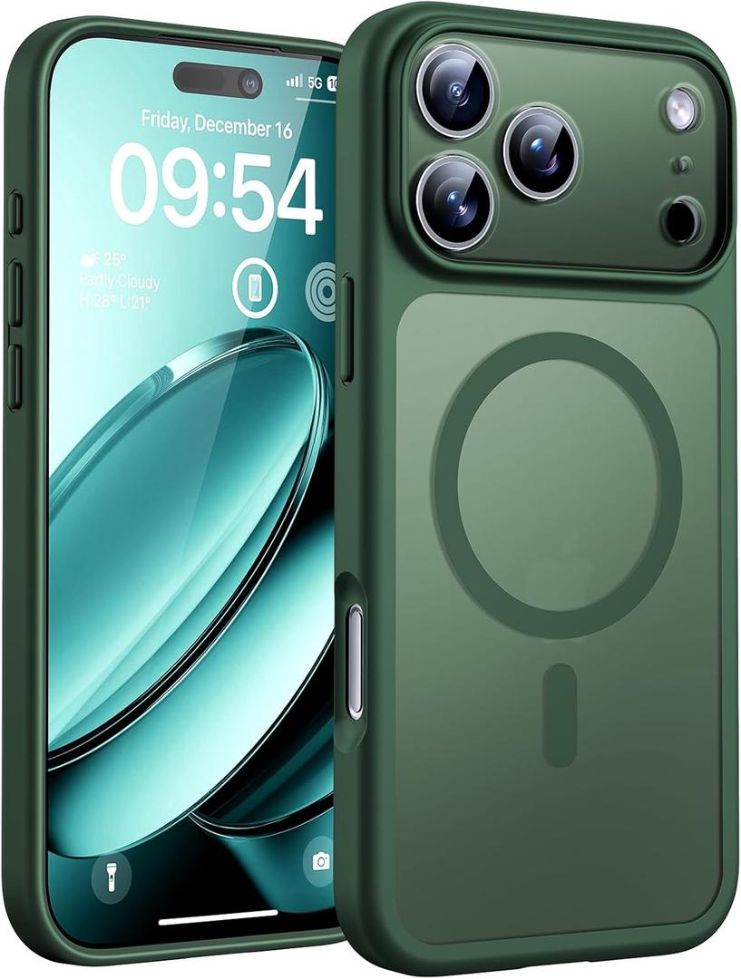 TOCOL for iPhone 17 Pro Max Case, Compatible with Magsafe, Full Camera Protection, Built-in Magnetic Ring, Translucent Matte Phone Case for 17 ProMax 6.9 Inch (Alpine Green)
