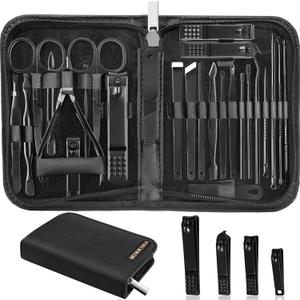 Manicure Set Professional Nail Clipper Kit-26 Pieces Stainless Steel Manicure Kit,Nail Care Tools with Luxurious Travel Case (Black)