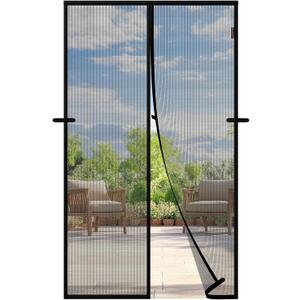 MAGZO Magnetic Screen Door 30'' x 80'', Upgraded Polyester Scratch-Proof, Mesh Net Curtain for Sliding Glass/Single/Patio/French/Front/Back Doors with Strong-Adhesive Hook&Loop, Black
