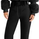 Womens Snow Suits One Piece Ski Suit Faux Fur Collar Jumpsuit Windproof Winter Warm Ski Outfits for Snowboarding (Black, XL)