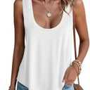 Tankaneo Womens Scoop Neck Tank Tops Summer Casual Sleeveless Loose Fit T Shirts Beach Vacation Workout Basic Tees White XL
