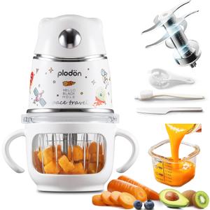Baby Food Maker with Glass Bowl& 316 Stainless Steel Blades, Baby Food Processor for Infants 6+ Months, BPA-Free One-Step Blender for Homemade Stage 1 2 3 Puree, Dishwasher Safe, Silver