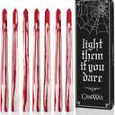 CANDWAX 12 inch Taper Candles Set of 12 - Unscented, Blood White, No Drip Taper Candles - Ideal for Halloween or Themed Events