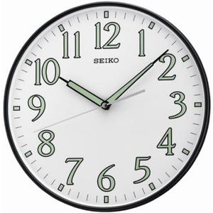 Seiko 12" Black Framed Luminous Numbered Wall Clock