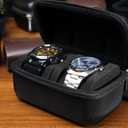 5 Slots Watch travel case, men's watch storage box organizer, watch case holder with flexible foam inserts fit up to 60 mm watch
