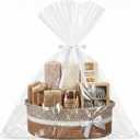 Colingmill Graduation Woven Large Gift Basket Empty with Ribbons Bow Tie Bag, Graduation Empty Decorative Chest Box, Woven Rope Storage with Handles Home Decor(14 x 10 x 5.5 Inch,Khaki White)