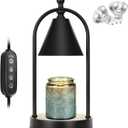 Candle Warmer Lamp with Timer, Electric Black Candle Warming Light for Bedroom, Dimmable Wax Melts Warmer for Home Decor Beside Lamp Gifts for Women (2 Bulbs Included)