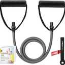 RitFit Single Resistance Exercise Band with Comfortable Handles - Ideal for Physical Therapy, Strength Training, Muscle Toning - Door Anchor and Starter Guide Included (Gray(35-40lbs))