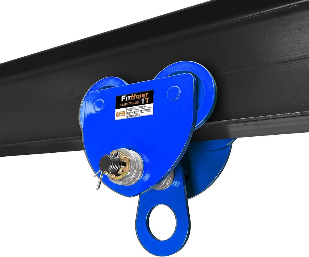 Manually Trolley 1 Ton | 2200LBS Capacity Steel Push Beam Trolley | Adjustable for I-Beam Flange Width 3" to 5" | Plain Trolley Crane with Four Sturdy Wheels