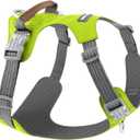 No Pull Dog Harness  Adjustable Reflective Nylon Vest for Small Medium Large Dogs, Escape Proof Training Harness with Leather Control Handle, Lightweight Aluminum Hardware (Green, M)