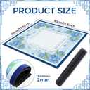 Flower Mahjong Mat with Rules 31.5" x 31.5" Non-Slip Noise Reduction Gaming Mat with Carrying Bag American Mahjong Table Cover for Poker Board Card Games Dominoes(Blue)