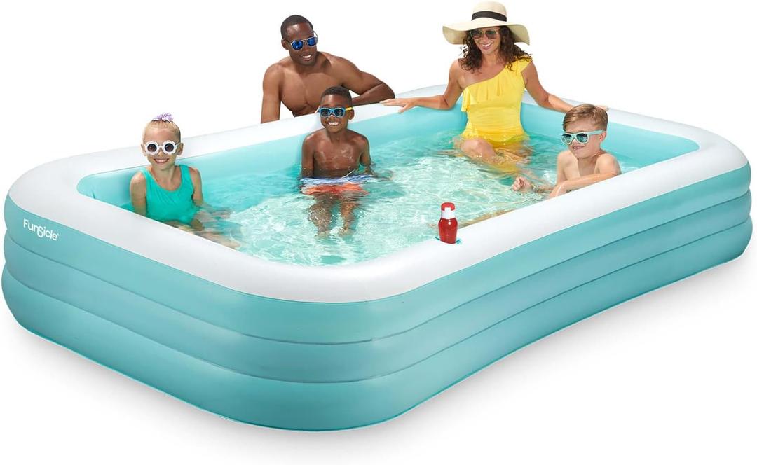 Funsicle 10ft Serenity Blue Pool, Inflatable Family Swimming Pool, Lagoon Blue, Rectangular, Age 6 & up, Lagoon Blue
