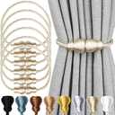 Magnetic Curtain Tiebacks Decorative Curtain Holders for Drapes Nieffeiy 6 Pack Beige Outdoor Tie Backs Rope Window Treatment Holdbacks, Set name: 6 Pack