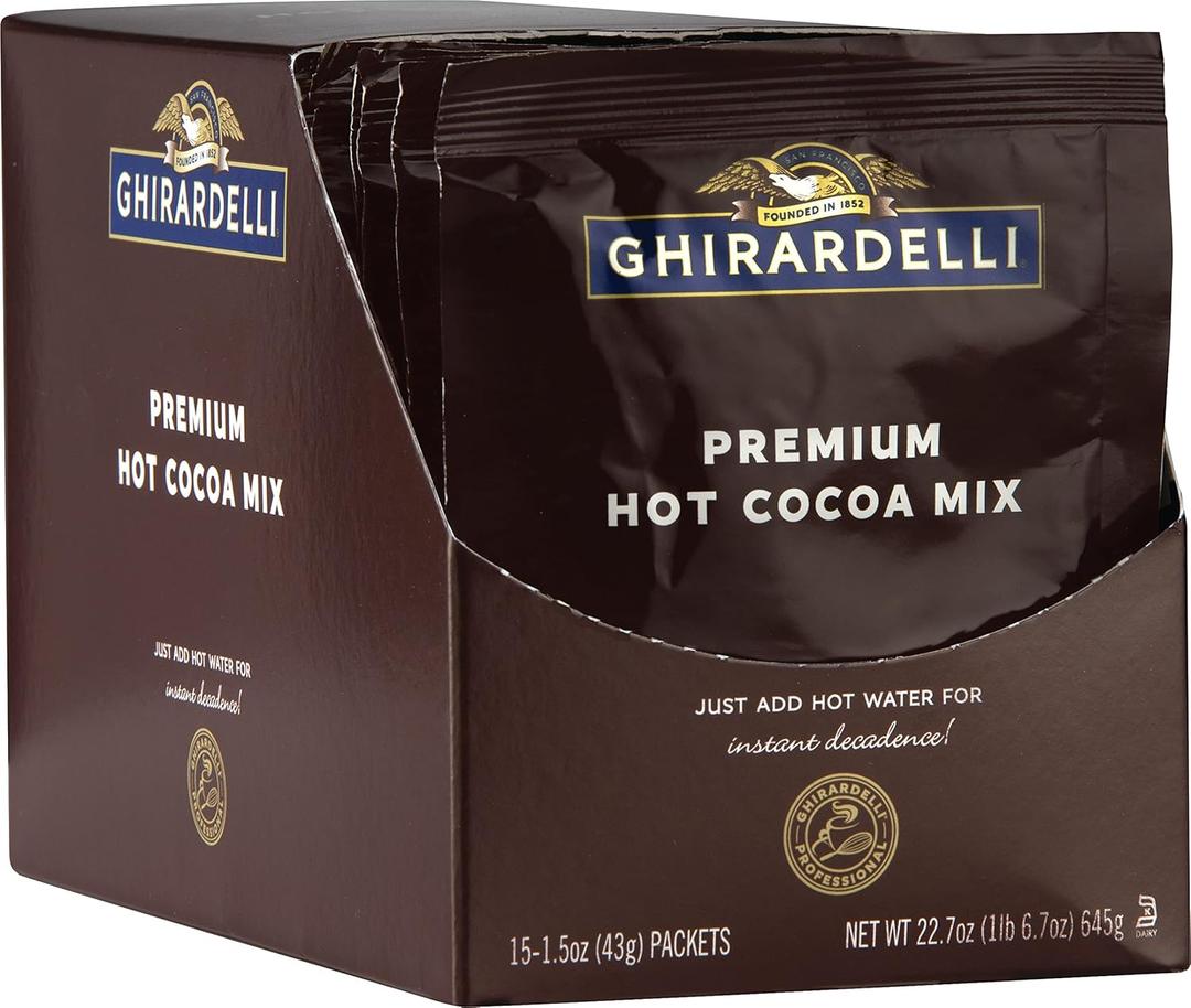 Ghirardelli Premium Hot Cocoa Envelopes, Rich chocolate, 22.7 Ounce (Pack of 15) (EXP 02/28/27)