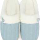 NineCiFun Women's Slip on Fuzzy Slippers Memory Foam House Slippers Outdoor Indoor Warm Plush Bedroom Shoes Scuff with Faux Fur Lining (9-10, Blue)