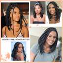 Brinbea 13x8'' HD Lace Front Knotless Short Braided Wigs for Women Bob Box Braid Wig with Baby Hair Premium Synthetic Braided Lace Front Wigs Brown 14 Inch