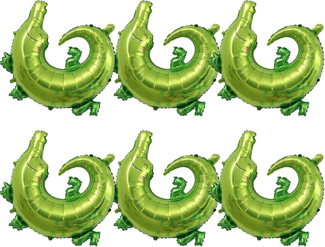 6 Pcs Crocodile Balloons Foil Helium Crocodile Shaped Animal Party Balloons Cartoon Animal Woodland Balloon for Jungle Safari Theme Backdrop Kids Birthday Party Decorations Supplies
