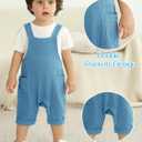 Hotfiary Baby Boy Summer Outfit for 6-24 Months Cotton Gauze Shortall Romper & White T-Shirt Clothes Set Photo Beach Birthday