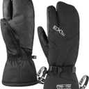 Waterproof Winter 3-Finger Ski Gloves Warm Insulated Snow Mittens for Cold Weather Snowboard Snowmobile (Large, Black)