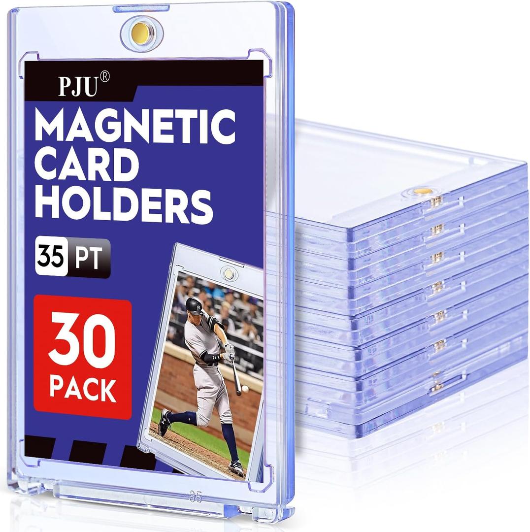 30ct Magnetic Card Holder, 35pt One Touch Card Holder for Trading Cards, Protectors Hard Plastic, U-V Protection Magnetic Display Case for Baseball, Game, Sports Cards