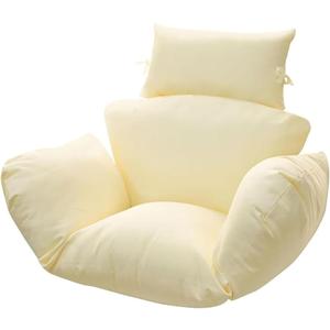 Egg Chair Cushion Replacement 47x31.5x4.7 Inch -Thicken Foldable Removable Waterproof Egg Chair Cushions with Headrest, Outdoor Hanging Chair Cushion, Patio Swing Cushions Beige
