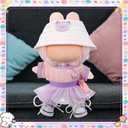 5 Pcs Stylish Set for 17cm Dolls with Fashion Hat ,Water Bottle,Skirt,Shoes and Sweater Outfit Set, Cute Doll Style Accessories Gift(Kawaii,Purple)