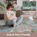 AMOAMI Vintage Floral 5x7 Area Rugs for Living Room Rug, Machine Washable Rug Non Slip Large Area Rug for Bedroom Indoor Low Pile Carpet Ultra Soft Boho Rugs for Dining Room Playroom Office, Green