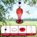 Hummingbird Feeder, Hand Blown Glass Hummingbird Feeders for Outdoors Hanging with Ant Moat, 5 Feeding Ports, Leak-Proof, 20 Ounces, Never Fade Garden Backyard Decoration, Gift for Mom Dad