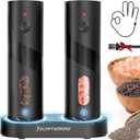 Electric Rechargeable Salt and Pepper Grinder Set Top-Refill Automatic Pepper Mill Grinder with Charging Base, Adjustable Coarseness, Easy Filling Larger Capacity with Led for Home Kitchen