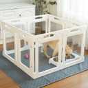 Clear Acrylic Dog Playpen with Door for Puppies & Small Dogs, 8 Panels, White