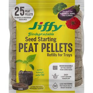 Jiffy J4REFILL 25 Peat Pellets, 42 mm, Brown, Pack of 2 