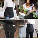Tedux 3 Pack Black Server Apron with 3 Large Pockets, 24 x 12 In Waitress and Waiters Half Apron for Restaurant Cafes Bars