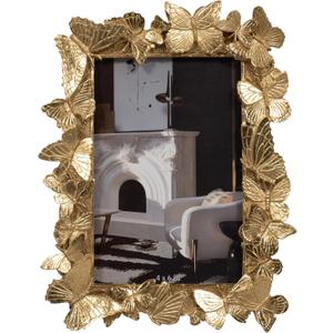 Sagebrook Home Gold Butterfly Decorative Picture Frame - Resin & Glass Photo Display for Home, Office, Bedroom, Living Room - Elegant Metallic Tabletop or Shelf Decor, 6x8 Inch