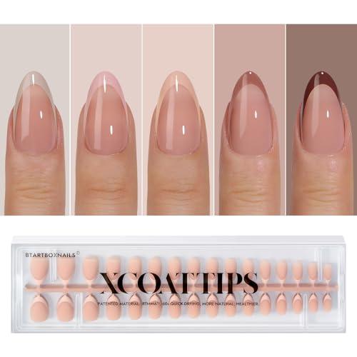 BTArtboxnails XCOATTIPS Press on Nails - Tip Press on Nails, Fake Nails Short Almond Nail Tips, Skin Tones Soft Gel Material Acrylic False Nails Gift for DIY at Home