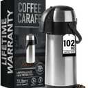 Linda's Essentials Coffee Carafe Insulated 102 OZ / 3L Stainless Steel Hot Beverage Dispenser, Airpot Coffee Dispenser with Pump, Thermal Coffee Carafe for Hot Liquids, Coffee Carafes for Keeping Hot Drink Dispenser