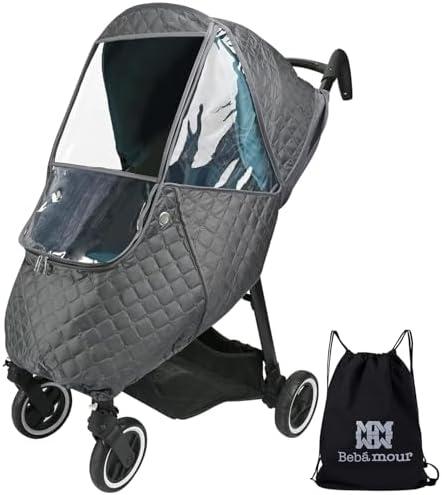 Bebamour Stroller Rain Cover,Universal Stroller Accessory,Waterproof,Windproof Protection,Protect from Dust Snow,Baby Travel Weather Shield (Dark Grey)