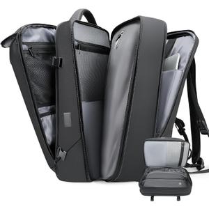 Vacuum Backpack for Men, 50L Expandable Travel Backpack With Vacuum Seal System, Water Resistant 17.3 Inches Laptop Backpack with USB Charging Port-Not Vaccum Pump Included