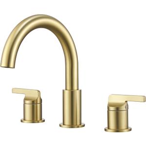 SITGES Brushed Gold High-Arc Bathtub Faucet,Solid Brass,2-Handle Deck Mount Tub Faucet,3-Hole Roman Bath Tub Faucet Set with Valve