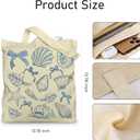 Aesthetic Canvas Tote Bag for Women with Inner Pocket  Cotton Cloth Totes Bag with Pattern (Beach)