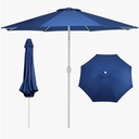 Aoodor 9 Ft Patio Market Umbrella, Outdoor Table UV Protection Umbrella with 8 Sturdy Steel Ribs, Push Button Tilt and Crank for Garden, Deck, Backyard, Poolside (Dark Blue)