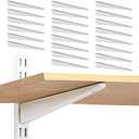 Adjustable Shelf Brackets 24 Pack Heavy Duty 16 Inch Wire Shelf Brackets for Twin Slotted Standard Uprights White Metal Shelf Supports for Adjustable Shelving System Closet Organization