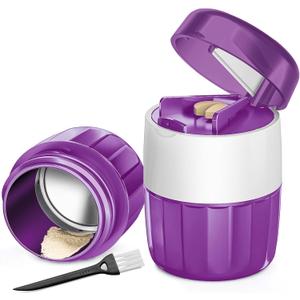 DUBSTAR 3-in-1 Pill Crusher Pill Grinder, Pill Crusher Fine Powder with Brush, Pill Crushers for Elderly with Pill Cutter and Storage, Pill Cutter Splitter for Small or Large Pills (Purple)