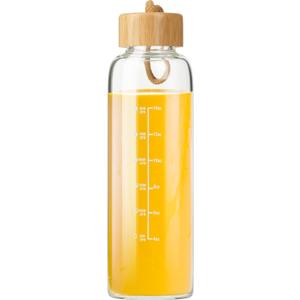Glass Bottles with Lids and Time Marker, Glass Water Bottles with Carrying Strap, 17oz Glass Bottles for Juicing for Office, Gym