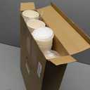 Fullhawl 150 Set Red Disposable Paper Cups with Lids and Straws for Christmas Circus Carnival Party 12 oz Disposable Drinking Paper Cups Holiday Birthday Supplies for Coffee Juice (Stripe)