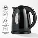 OVENTE Electric Kettle, 1.7L Fast Boiling Water Heater for Coffee or Tea, BPA Free with Water Level Gauge, Auto Shut-Off, Boil-Dry Protection, Indicator Light and Removable Filter, Black KP72B