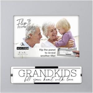 Malden International Designs 4x6 Grandkids FlipIt Expressions Gray Picture Frame, (3595-46)
