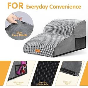 Topmart High Density Extended Foam Dog Ramp&Steps 2 Tiers,11.8" High,NonSlip Dog Stairs,Soft Foam Pet Ladder with Removable Cover,Best for Injured,Older Cats,Pets with Joint Pain