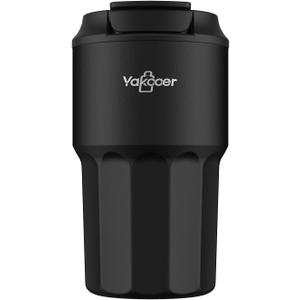 Travel Coffee Mug 16 oz with Lid and Flip Straw, Leak-Proof Food Grade 304 Stainless Steel Coffee Insulated Tumbler, Double Wall Vacuum Cup for Hot and Cold Drinks,Black