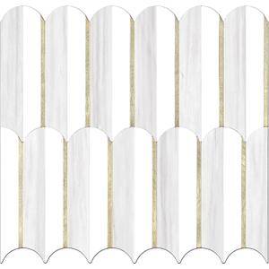 Vamos Tile Peel and Stick Backsplash Seamless Tile,10-Sheet Stick on Backsplash for Kitchen,Dolomite Gray and White+Light Gold Metal Self Adhesive PVC Tiles (10 Sheets)